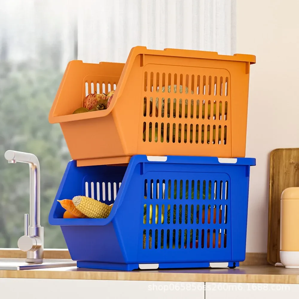 Stackable Vegetable Storage Baskets Household Snack Toy Storage Rack Multi Layers Floor Standing Multi-Function Bathroom Basket