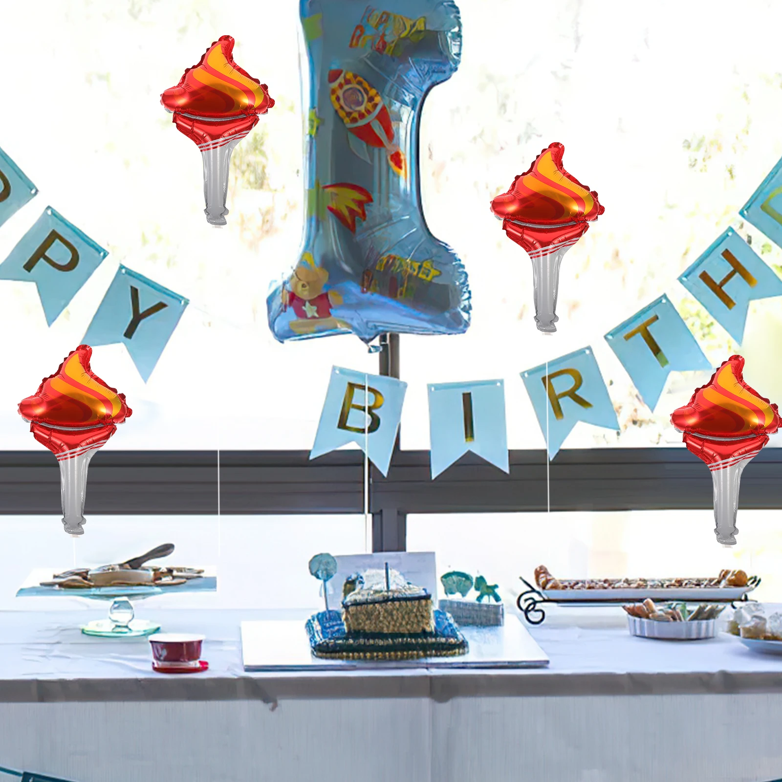 

10Pcs Torch Shaped Aluminum Foil Balloons Stylish Party Decorative Balloons for Sports Events Birthday Wedding Baby Shower