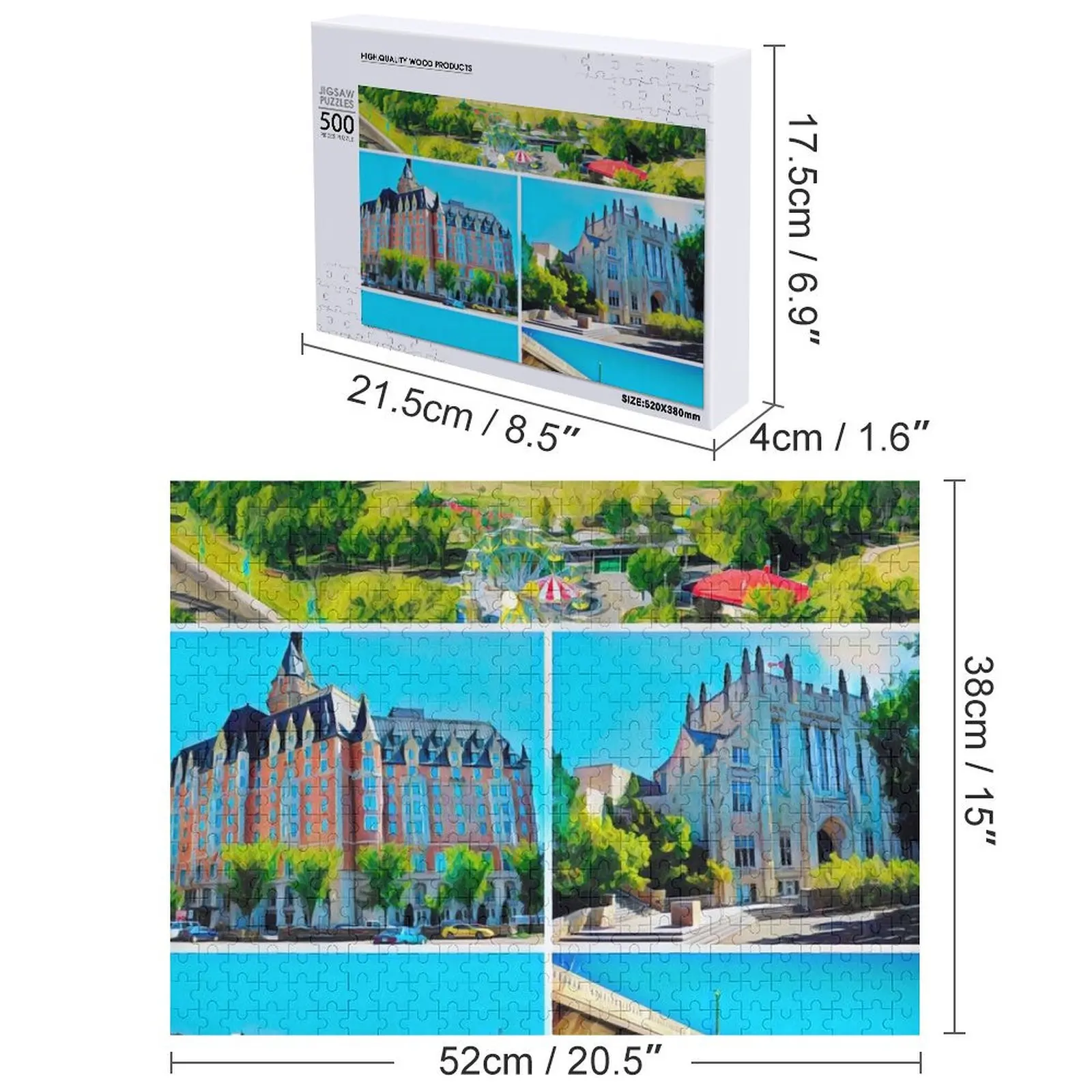 Saskatoon Landmarks Jigsaw Puzzle Gioco per bambini Motori in scala Regalo per bambini personalizzato Puzzle regalo per bambini personalizzato