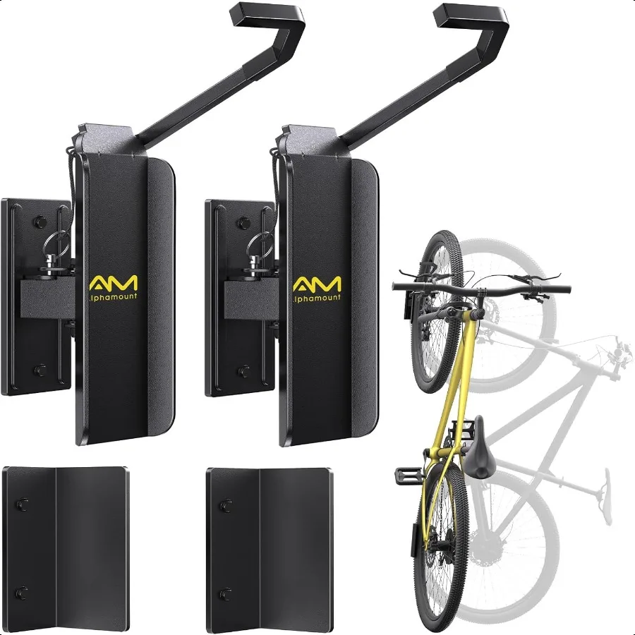 

AM alphamount Swivel Bike Wall Mount Metal Wall Bike Rack with Durable Sleeves SpaceSaving Vertical Bike Rack with 180 Swivel f