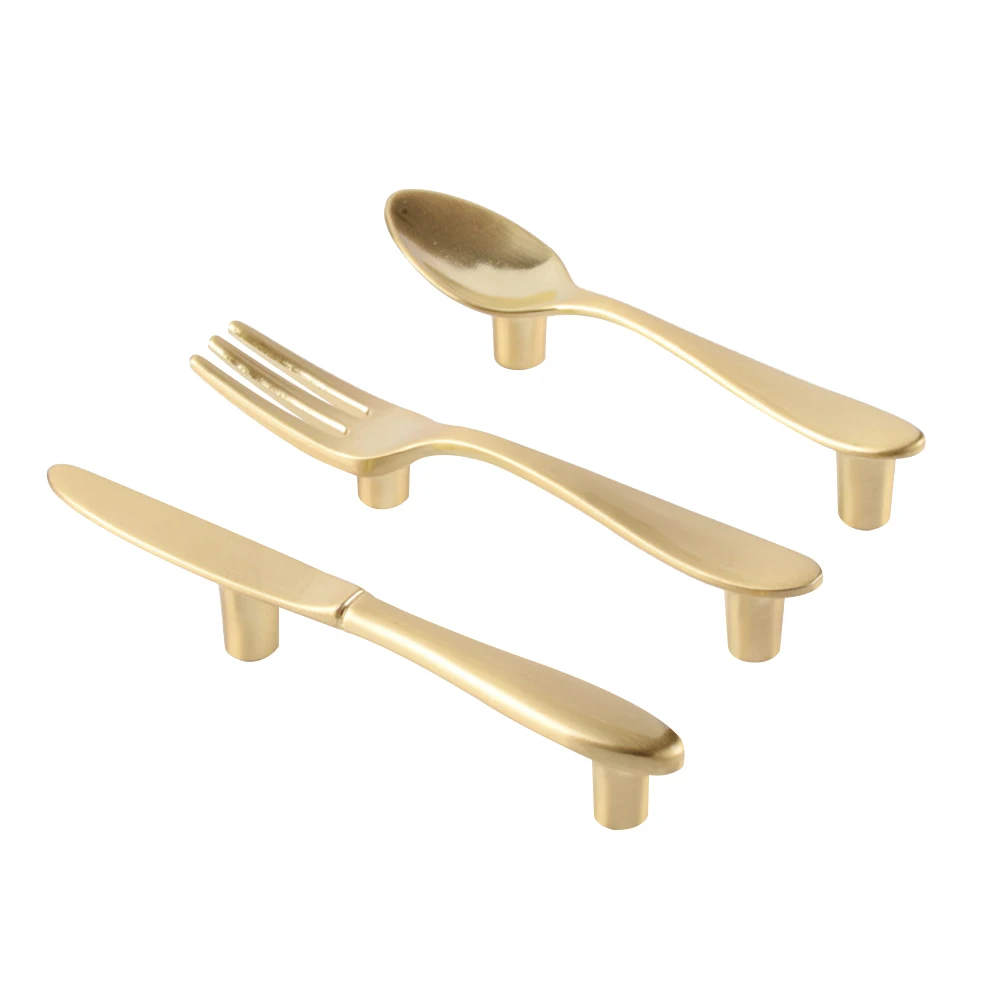 

3 Pcs Knife Fork Spoon Shaped Cabinet Handles Durable Zinc Alloy Modern Door Knobs for Cabinets Drawers Furniture Home Gifts