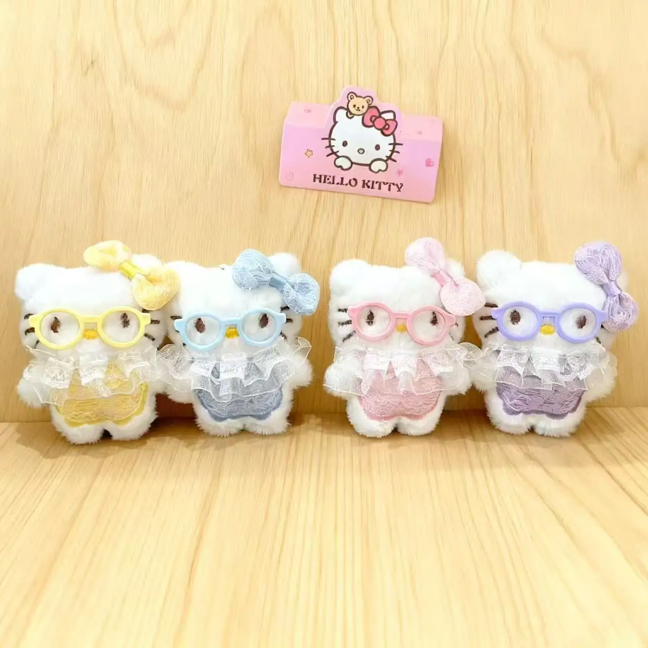Sanrio Leuke Bril Kant Hello Kitty Cartoon Pluche Sleutelhanger Pakket Ornament Student Beste Vriend Meisje Verjaardag Kerstcadeaus