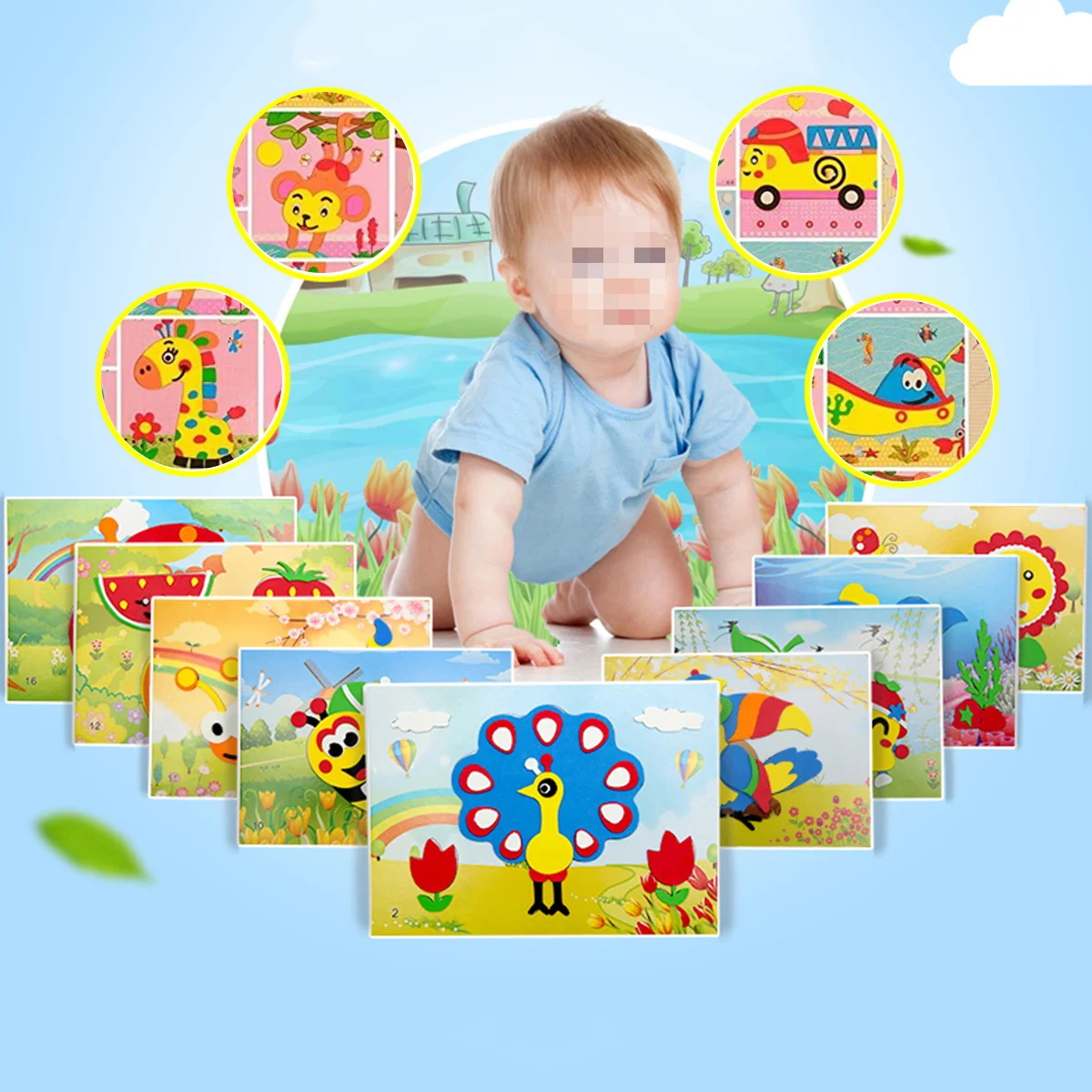 

20Pcs 3D Mosaic Stickers Kit Educational Crafts for Kids Kindergarten DIY Creative Supplies Developing Practical Skills