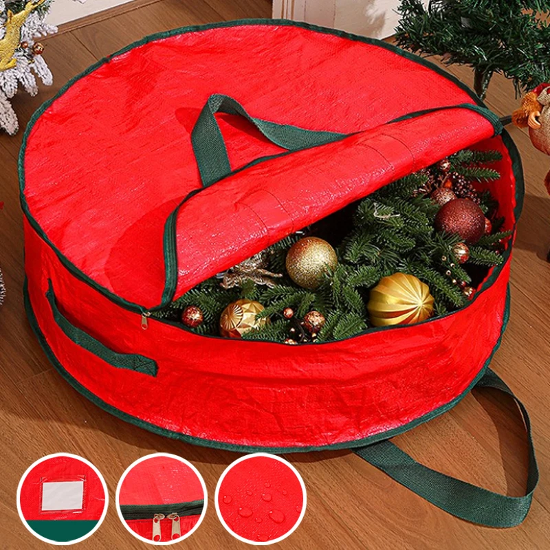

Dust Protection Waterproof Wreath Bag Containers with Sturdy Carry Handle Zippered Wreath Boxes for Storage Home Organization