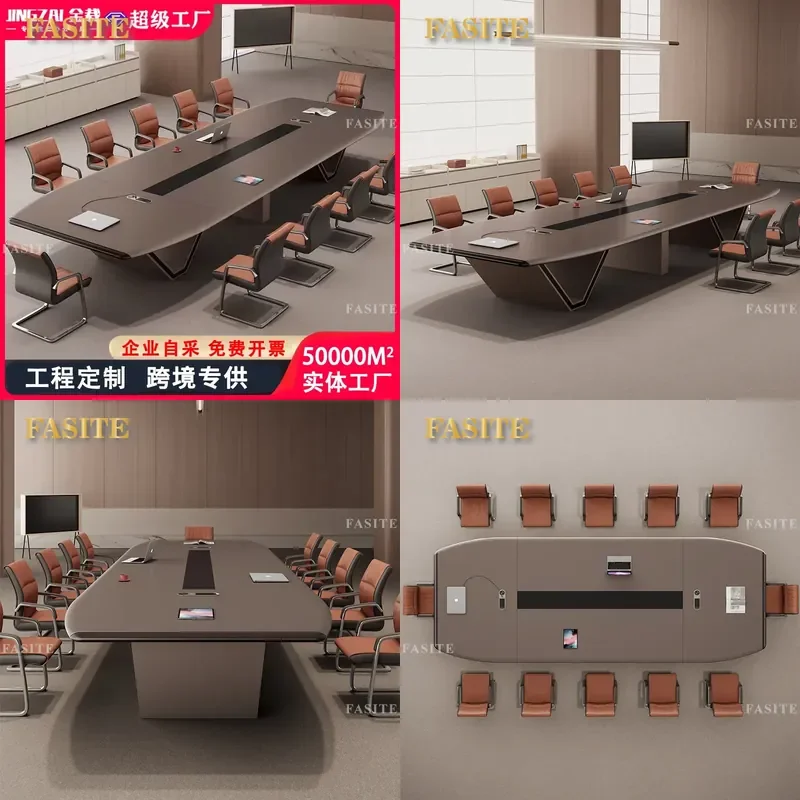 For Modern Office Light Luxury High End Paint Conference Table Large Negotiation Long Table Simple Fashion Desk Chair