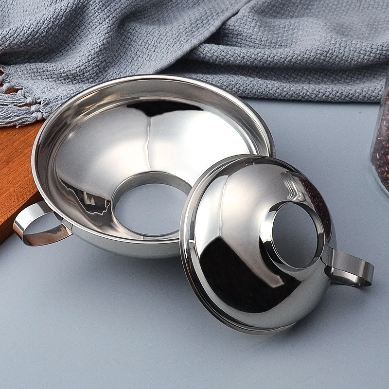 Stainless Steel Kitchen Funnel For Liquid Filtering Canning Wide Mouth Hopper Salad Dressing Tool Gadget