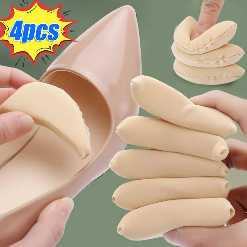 

2pair Women Sponge Forefoot Insert Toe Plug Half Forefoot Cushion Anti-pain Big Shoes Toe Front Long Top Filler Shoes Adjustment