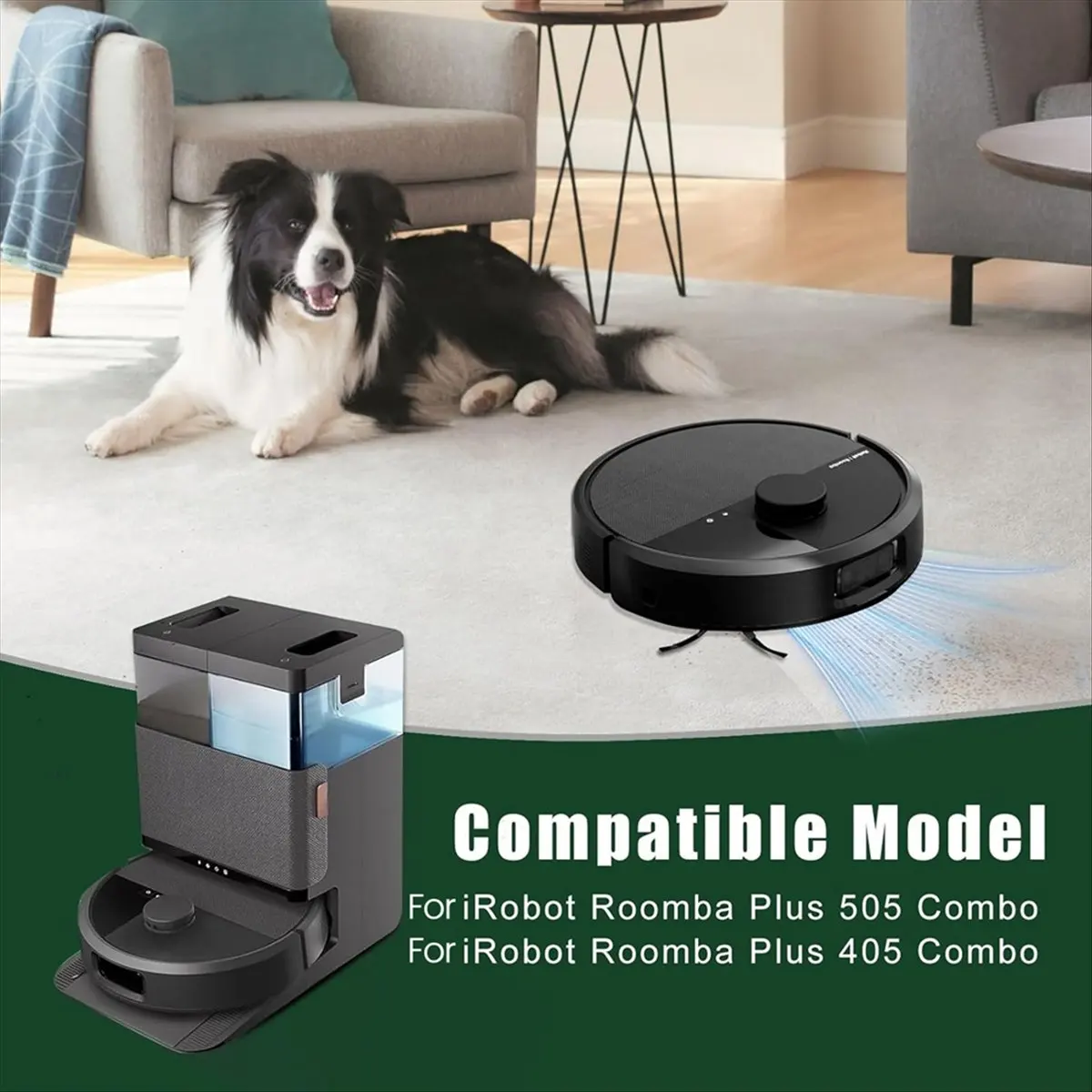 

(ABUB) 10 шт. запасных частей для пылесосов IRobot Roomba Plus 505 Combo/405 Combo: HEPA-фильтры, мешки для сбора пыли