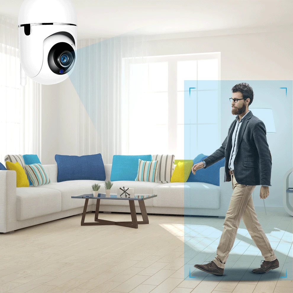 Ycc365 Plus واي فاي كاميرا مراقبة فيديو HD 1080P سحابة لاسلكية التلقائي تتبع الأشعة تحت الحمراء مراقبة كاميرات اي بي مع واي فاي