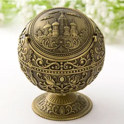 Sunchamo Retro Creative Fashion Metal Crafts Spherical Globe Decoration with Lid Ashtray Modern Home Living BedRoom Decore Gift