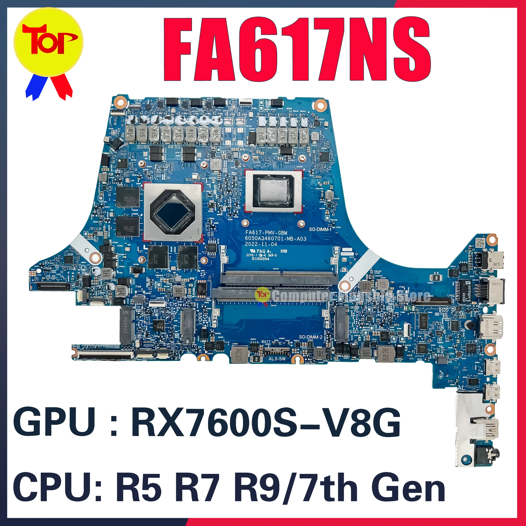 KEFU FA617NS Mainboard For ASUS FA617 FA617NSR FA617NT FA617NTR TUF617NS TUF617NT Laptop Motherboard R5 R7 R9 RX7600S RX7700S