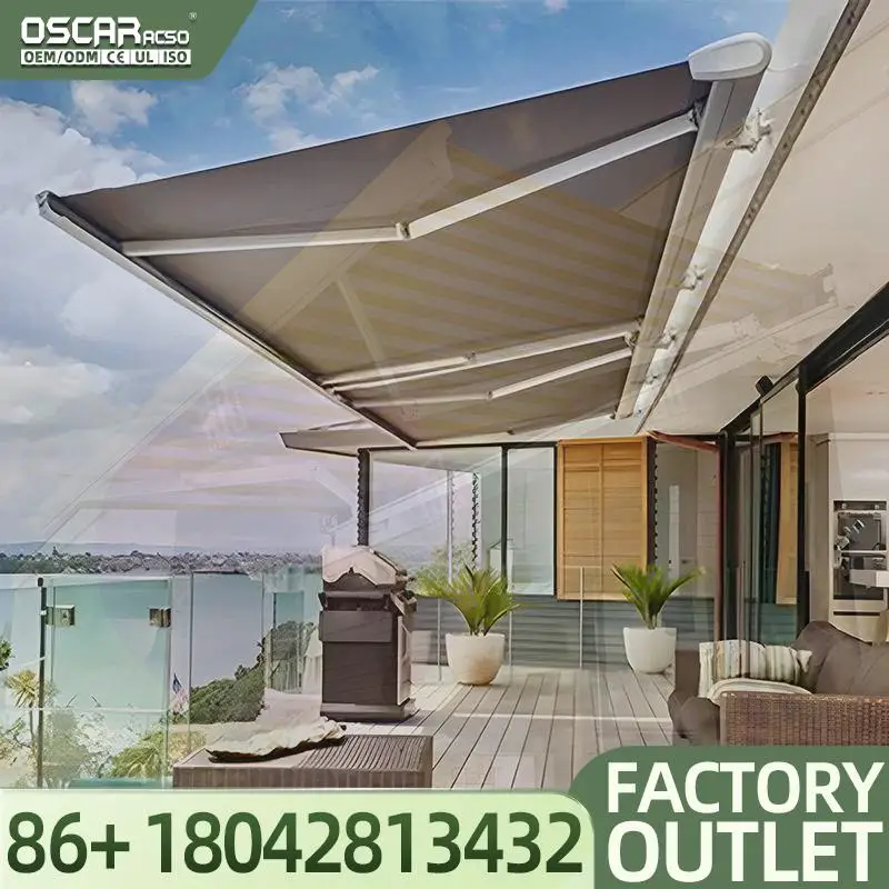 Motorized Electric Retractable Heavy Duty Awnings Full Box Cassette Automatic Canopies for Garden Roof Outdoor Use Retractable A