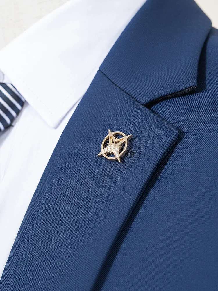 بدلة رجالية من ST Cassy باللون الأزرق الملكي بقصة ضيقة بلون واحد بدلة رسمية للأعمال والمكتب معطف واحد الصدر طقم مكون من قطعتين #5