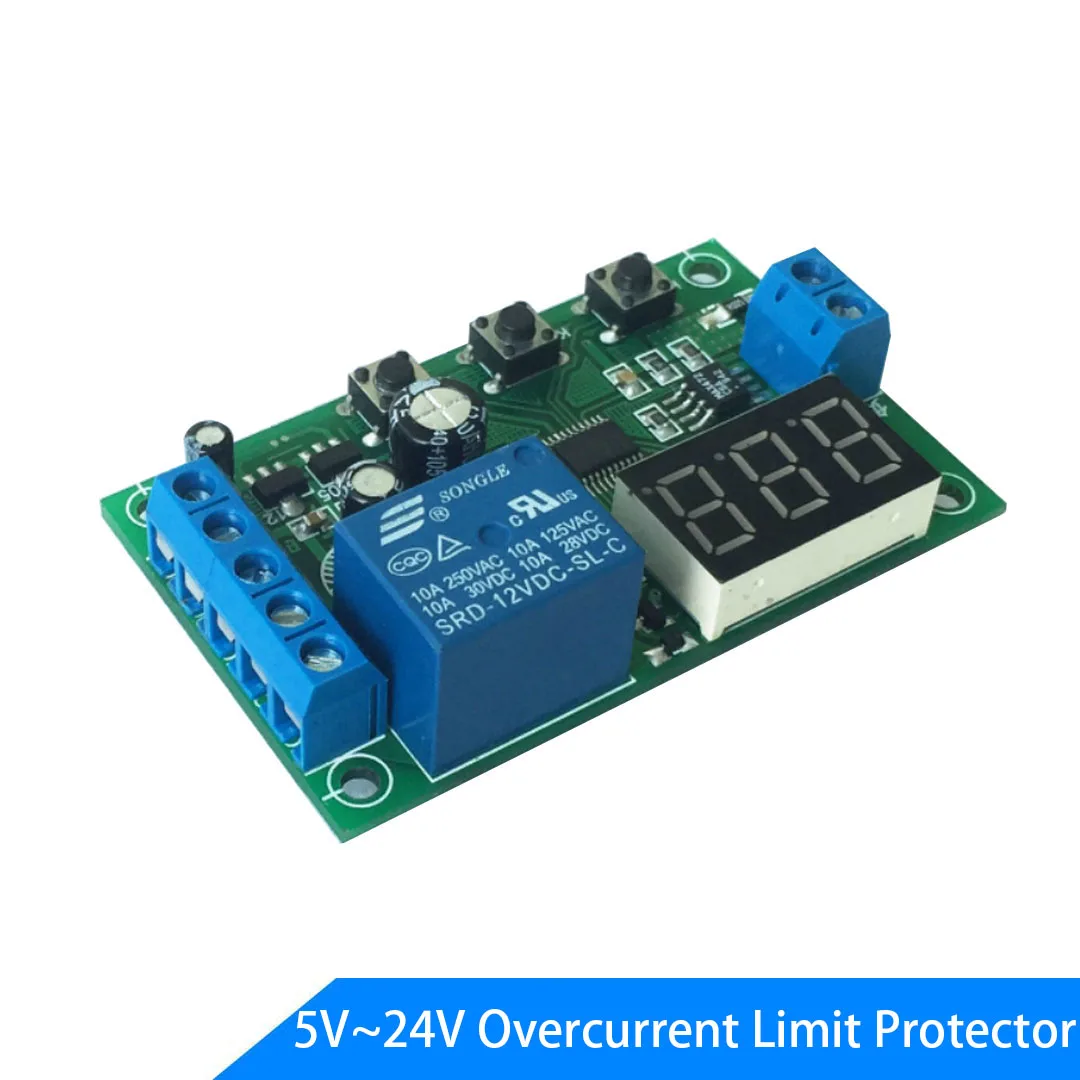 5V 12V 24V Limit Overcurrent Protector Current Detection Module for DC Motor Linear Actuator Adjustable 0-10A Accuracy 10mA