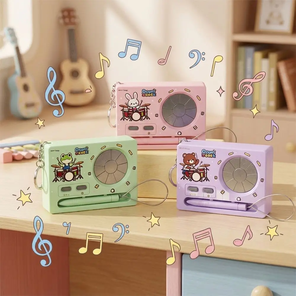 Cartoon Animal Pattern Music Keychain Drumstick Press Button Sound Cartoon Drum Dual Mode Switch Portable Pendant