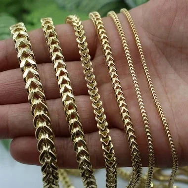 New Design 4MM Franco Chain Hip Hop Style Shine Brightly 10K 14K 18K Solid Gold Miami Cuban Chain Necklace Fine Jewelry