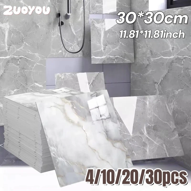 

PVC Thick Self-adhesive Wallpapers Home Decor Faux Marble Tile Wall Stickers for Living Room Kitchen Peel and Stick Wall Panels