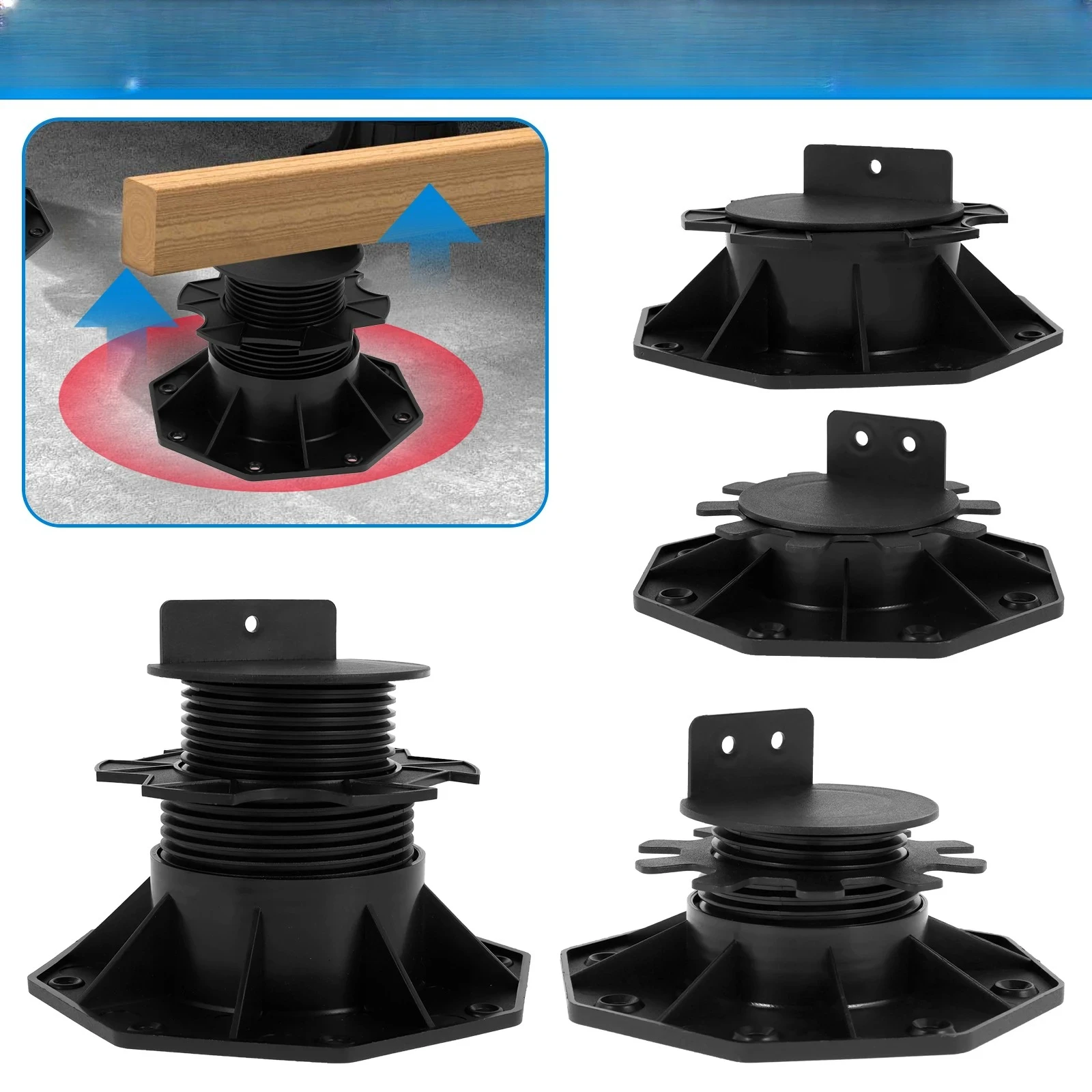5Pcs Deck Support Base Height Adjustable Plastic Deck Lift Support Base Solid Floor Support Lift Bearing Set for Wood WPC Metal