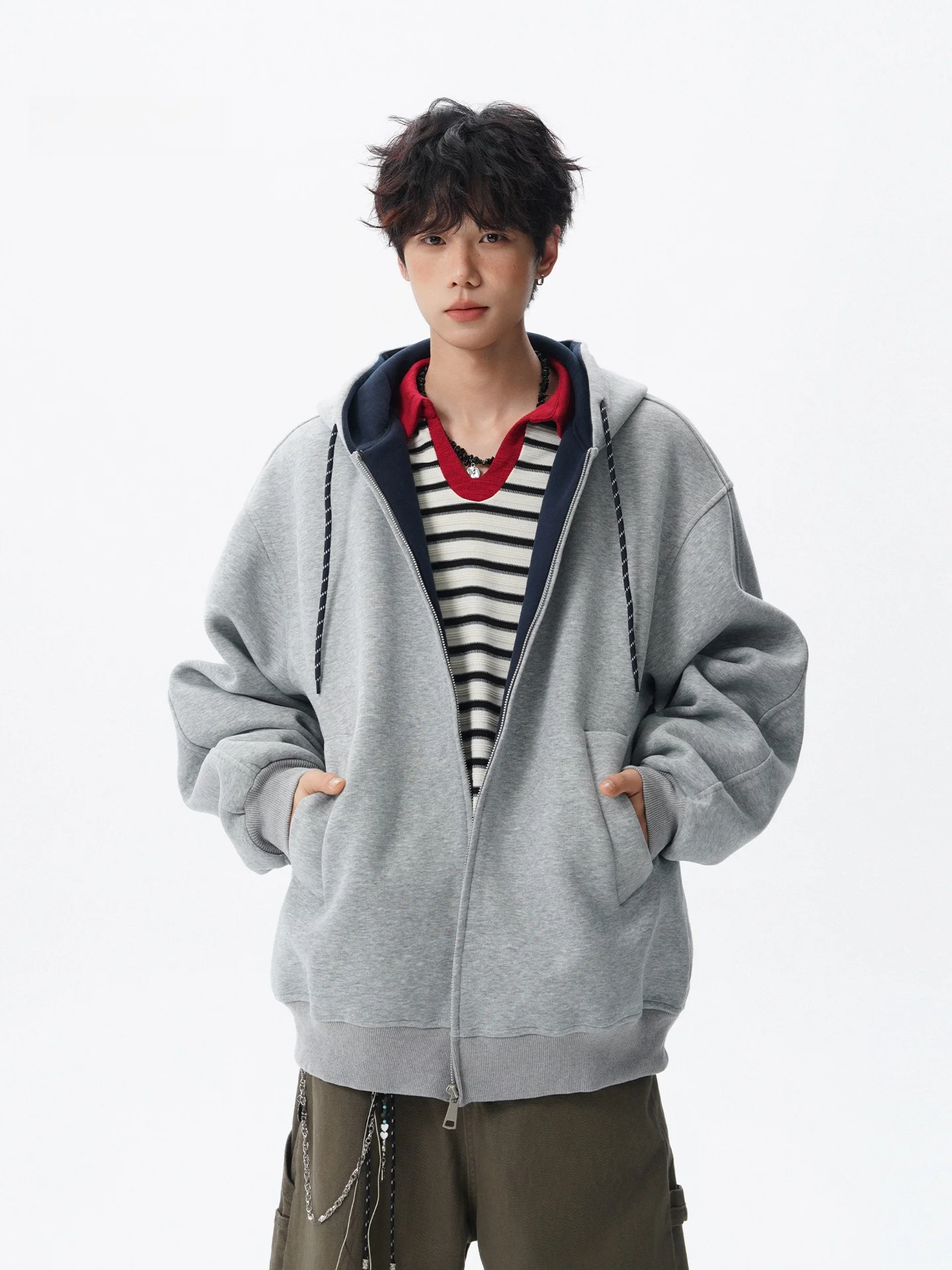 

Мужская толстовка-кардиган на молнии в стиле ретро, американского дизайна, с цветными вставками, плотная, с аккуратным кроем, повседневная, модная