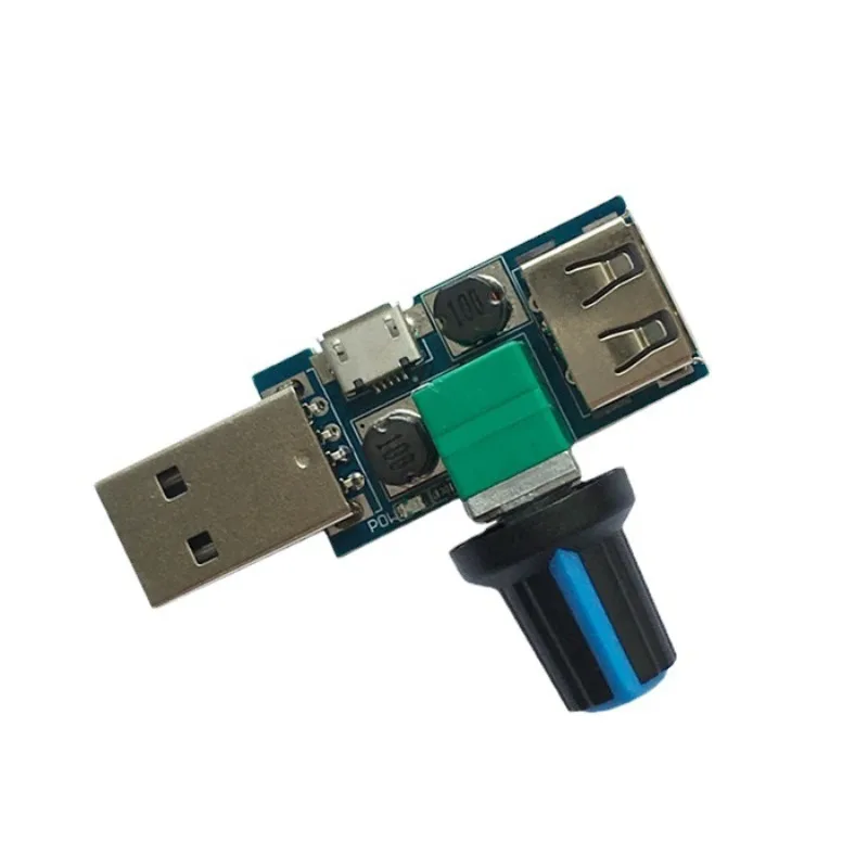 USB Fan Speed Controller DC 4-12V to 2.5-8V 5W Stepless Regulator Silent Cooler Mini Fan Governor for Office Bedroom Dorm Desk