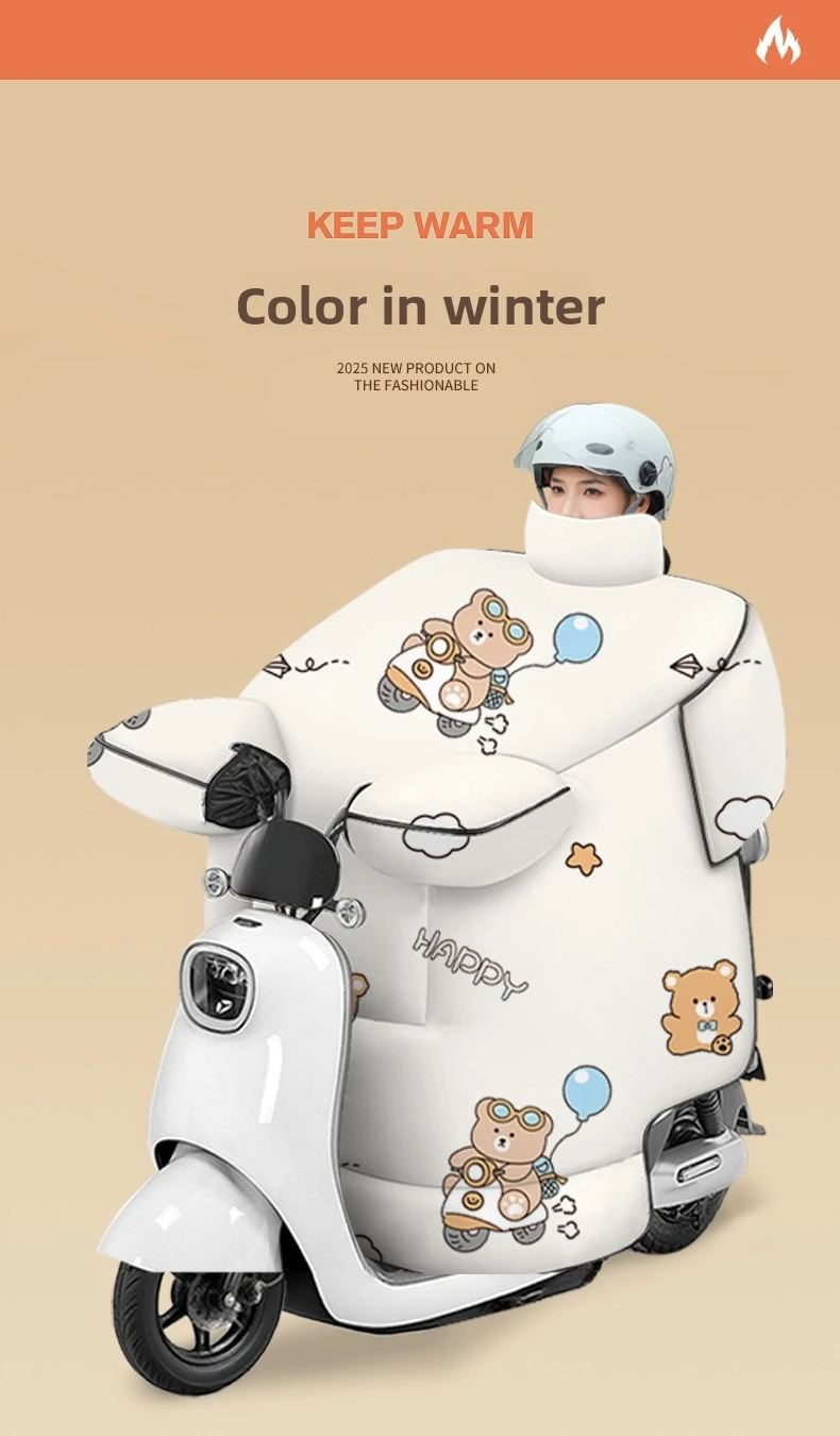 

Electric Vehicle Windshield Is Thickened in Winter Fleece Motorcycle Electric Vehicle Windshield in Winter