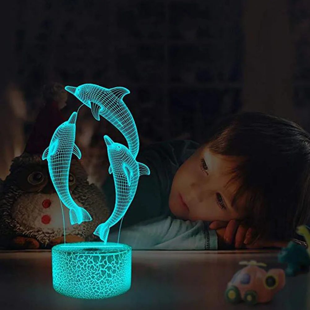 

3D Night LED Lamp USB Rechargeable Dolphin Light Dolphin Decor Gift Moon Lamp for Kids Bedroom