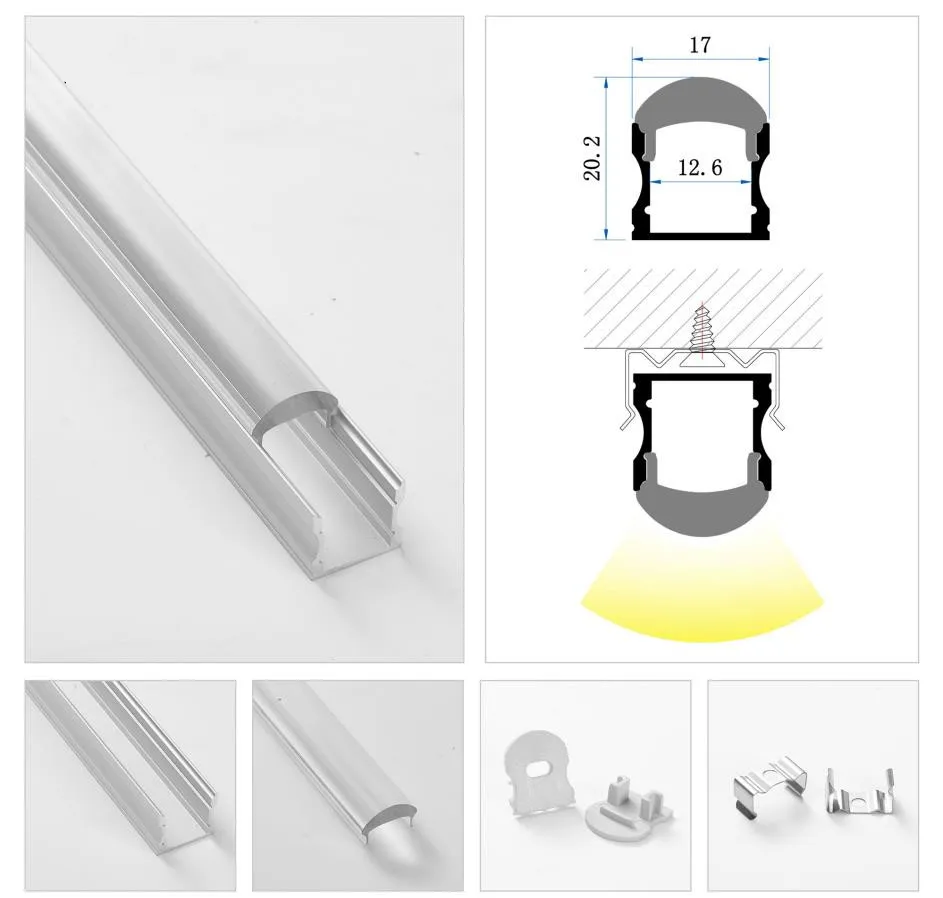 1.5m/pcs  Hot Sale 17x15mm Surface Mounted Aluminium Profile Led Strip Light Led Channel with optical lens For Strips