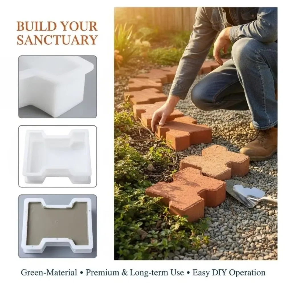 

New Plastic I Shape Brick Mold Easy Release Thickened Concrete Paver Mold I Shape Reusable Cement Brick Form DIY Mold