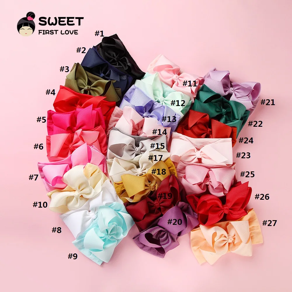 Grosgrain Ribbon Big Bownot Baby Headband For Newborn Girls Soft Nylon Elastic Headband For Kid Headwear Hair Accessories Gifts