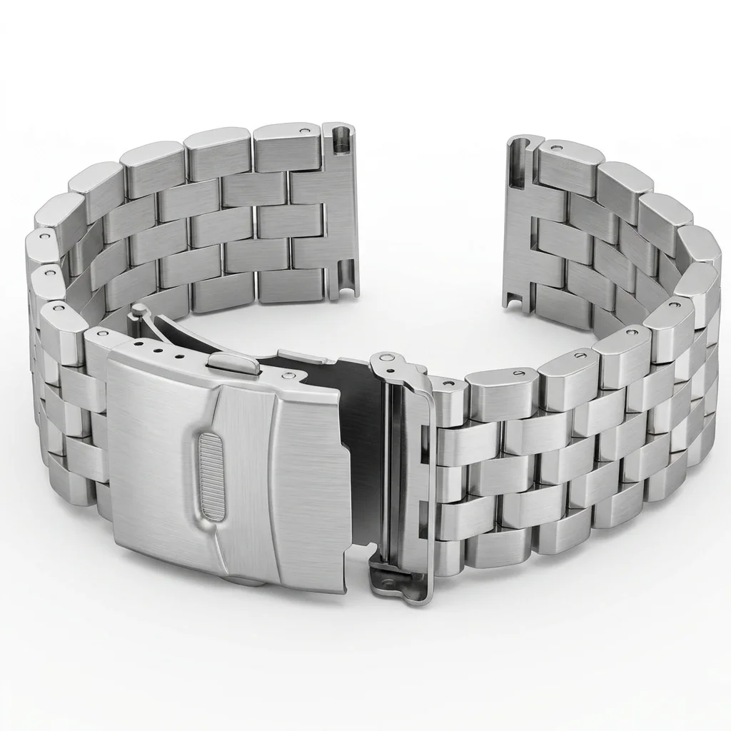 Universelle solide Edelstahl Uhren armband Premium Armband Armbänder für Männer Frauen flache Schnitts telle mit Werkzeugen 18mm 20mm 22mm 24mm