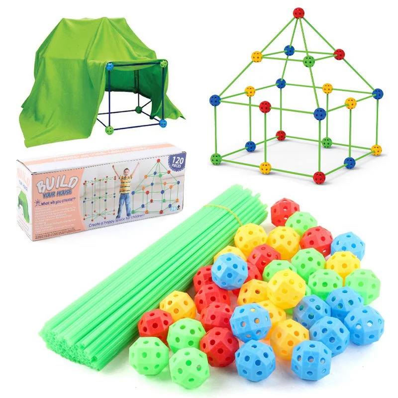 

Children's Construction Toy Outdoor Toy Fort Building Kits Construction Creative Castles Tunnels Game Tent Toy for Girls Boys