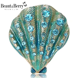 Beaut&Berry Trendy Luxury Seashell Brooches for Women Unisex Sea Creature Pins Casual Party Accessories New Year Gifts Friends