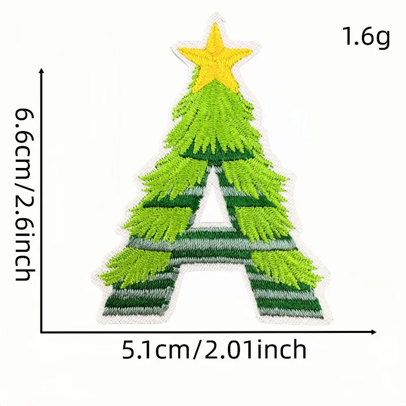 A-Z letters colorful Christmas creative Iron on Embroidery Patch Stickers Applique for Clothes T-shirt Scarf Hat Bags Bicycle
