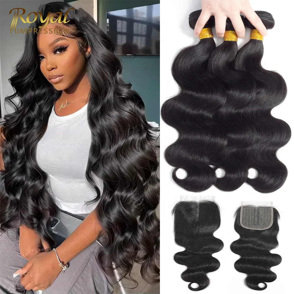 Body Wave Bundles With 4X4 5X5 Closure 12A Brazilian Raw Hair Weave Bundles 1/3 PCS Human Hair HD Transparent Lace Closure