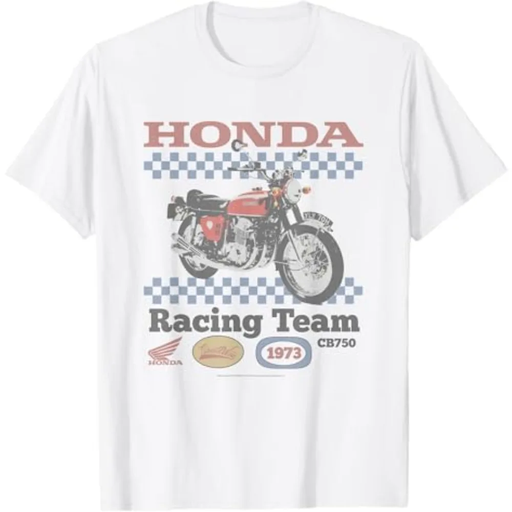 

Honda Men's and Women's T-shirt Vintage CB750 Tee Summer New Riding Off-road Short-sleeved Spring Motorcycle Racing Top