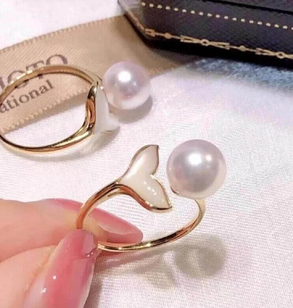 

Classic design pearl ring AAA7-8mm8-9mm9-10mm natural South Sea white pearl ring 925s