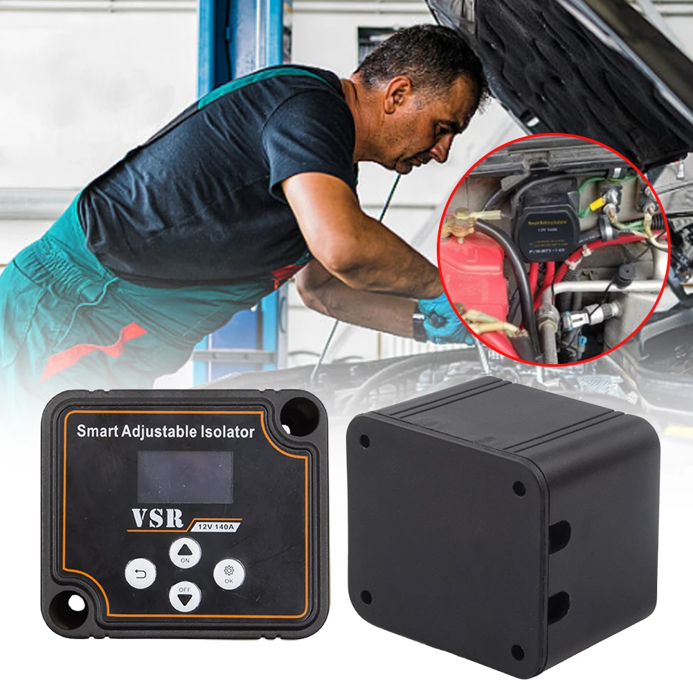 

12V 140A Adjustable Dual Battery Isolator LCD Display Digital Voltage Sensitive Relay VSR for Off-Road Camper Yacht ATV UTV Boat
