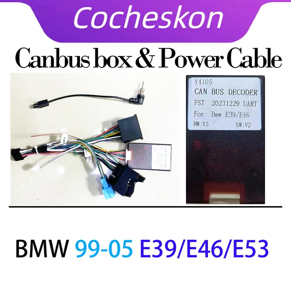 

Cocheskon DVD 16 PIN Power cable Canbus Box Decoder For BMW E39 E46 Harness Wiring Cables Car Radio