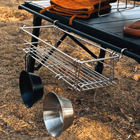 Camping Table Drain Basket Folding Tableside Hanger Storage Rack 201 Stainless Steel For IGT Table For Outdoor Camping Picnics