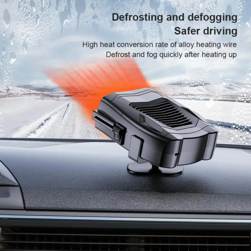 

12V 150W Portable Car Heater Electric Cooling Heating Fan 360-Degree Electric Dryer Windshield Defogging Demister Defroste