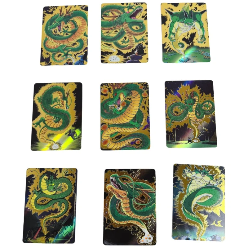 9 Sheets Flash Card Shenron Son Goku Dragon Ball Diy Refractive Hot Stamping Series Anime Collection Action Toy Figures Gifts