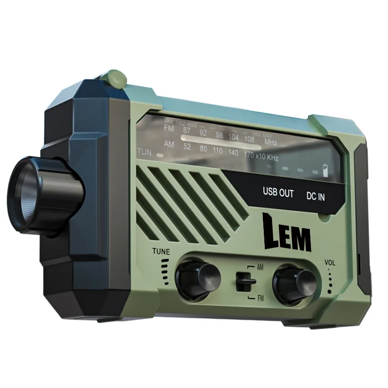 Survival Radio-Emergency Hand Crank & Solar Powered Weather Alert with Flashlight, Cell Phone Charger, Siren - Be Prepared view 5