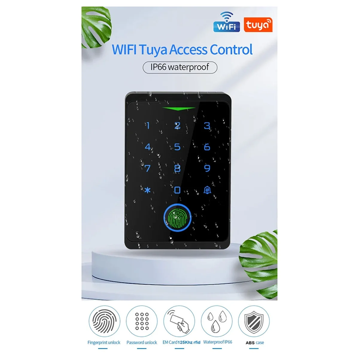 A93P Tuya APP Door Lock IP66 Waterproof Keyless Biometric WIFI Access Control Standalone Keypad Fingerprint RFID