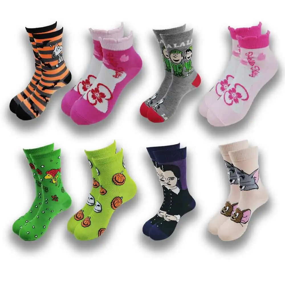 Cute cartoon characters head for men, women and children or ladies socks fashion tube Children socks