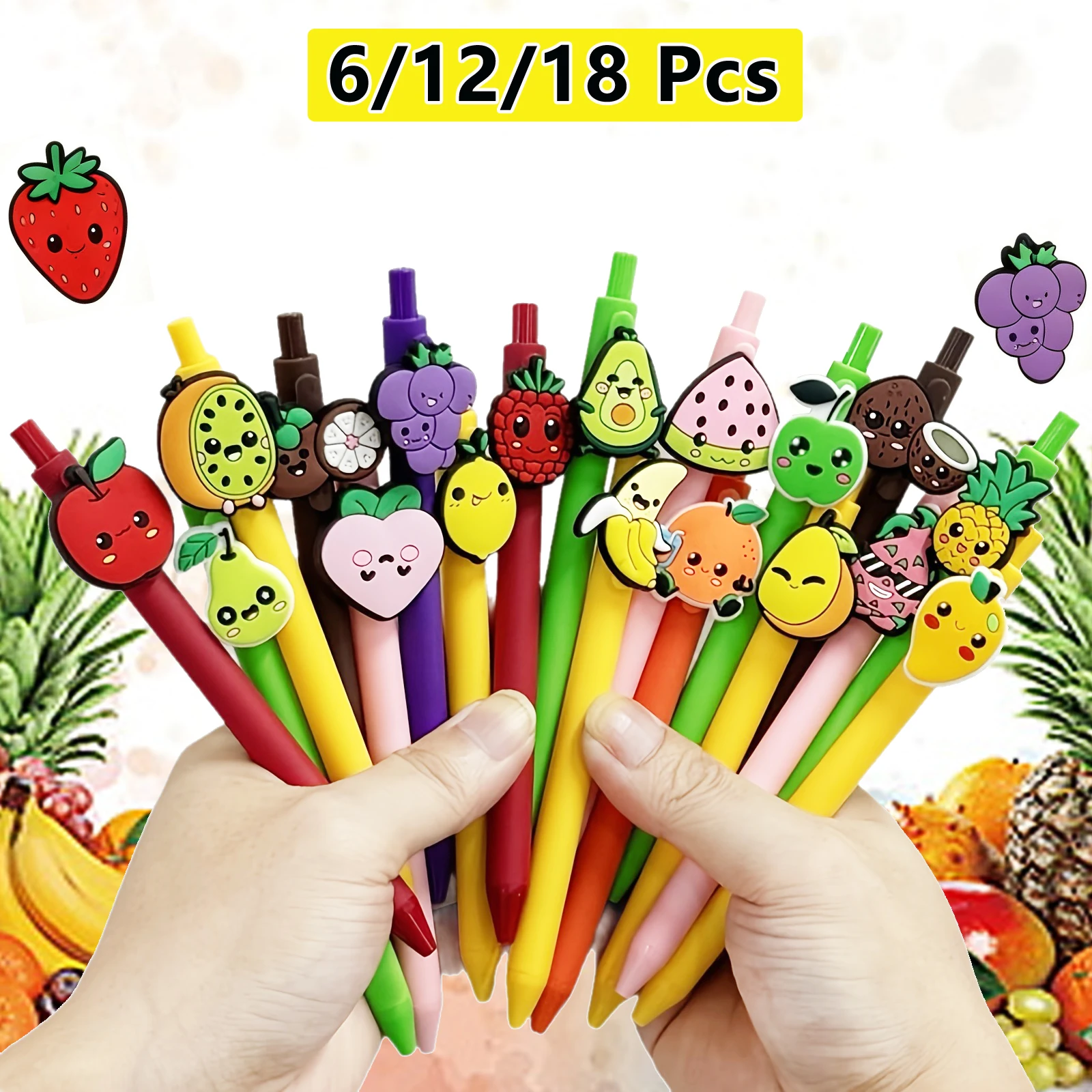 6/12/18 Niedlicher Kugelschreiber mit Frucht-Motiv, schwarze Tinte, Schreibgerät, für Büro, Schule und Partys zu Hause, für Schüler, Kollegen, zum Teetrinken. – Detail 2
