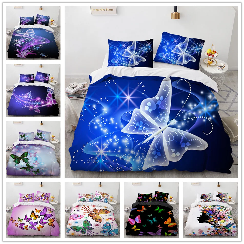 

Nordic Butterfly Duvet Cover Set for Girl Twin Full Queen King Bedding Set Quilt Cover&Pillowcase Kids Adult Comforter Cover Set