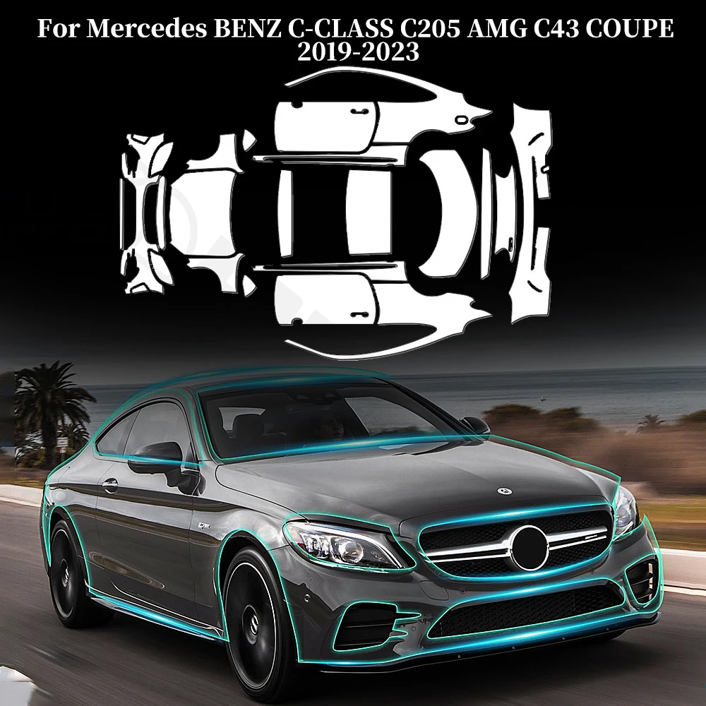 

For Mercedes BENZ C-CLASS C205 AMG C43 COUPE 2019-2023 TPU Anti-scratch Paint Protection Film Car Body Clear Bra Pre-cut PPF