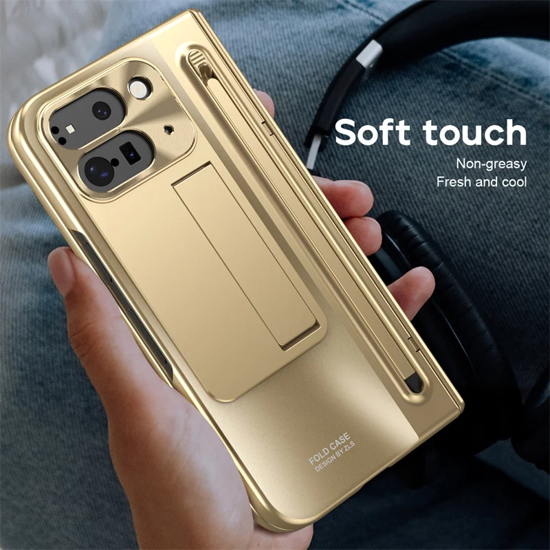 For Google Pixel 9 10 Pro Fold 2 Phone Case With Hinge Touch Pen Tempered Glass Film Stand Shockproof 360° Full Protective Cover