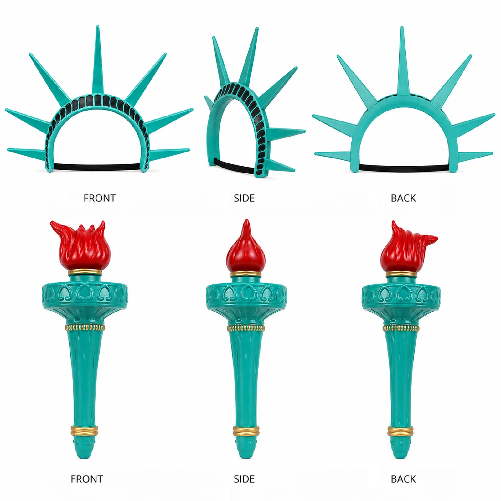 Statue Of Liberty Headpiece Torch Set Cosplay Lady Liberty Crown Headband Halloween July Patriotic Party Costume Props 3