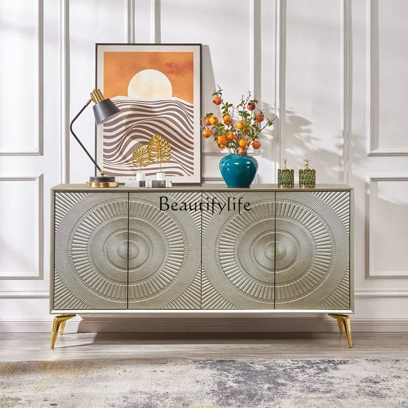 

ls 04American 1.6m light luxury foyer entrance cabinet Cosmos Star champagne silver side cabinet